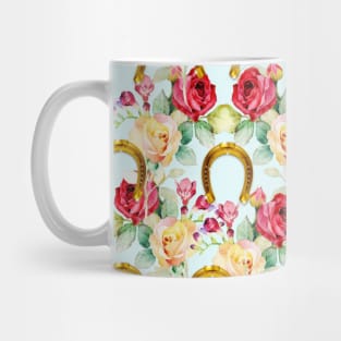 Pattern. Roses and Gold Horseshoes Mug